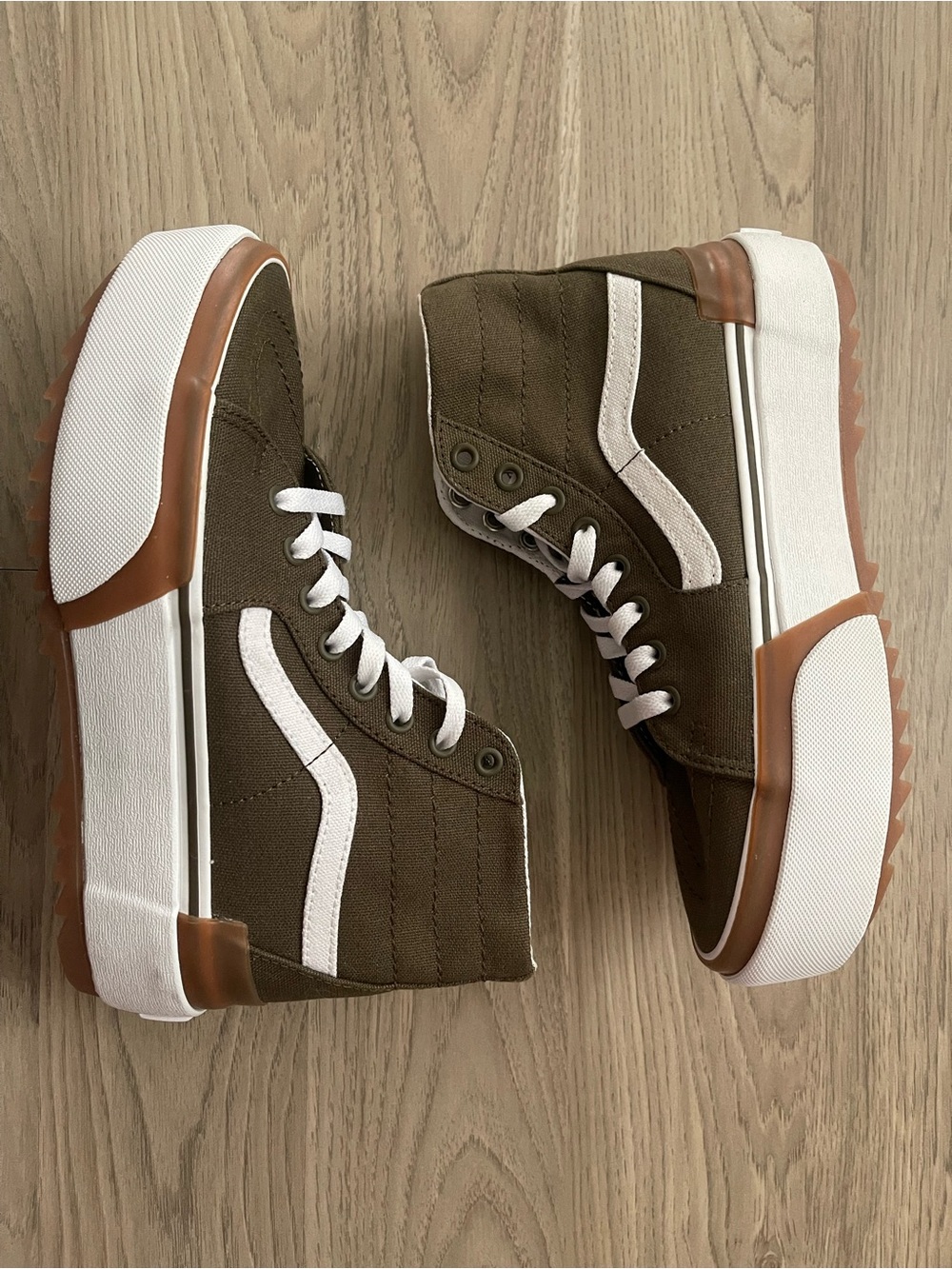 Vans Sk8-Hi Stackform Platform Dark Olive Green Sneakers Skater Fall - Women’s 8